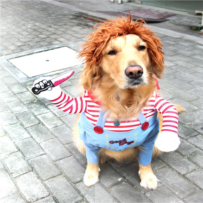 

Pet Dog Funny Clothes Dogs Cosplay Costume Halloween Christmas Comical Outfits With Wig Set Pet Cat Dog Festival Party Clothing, As show