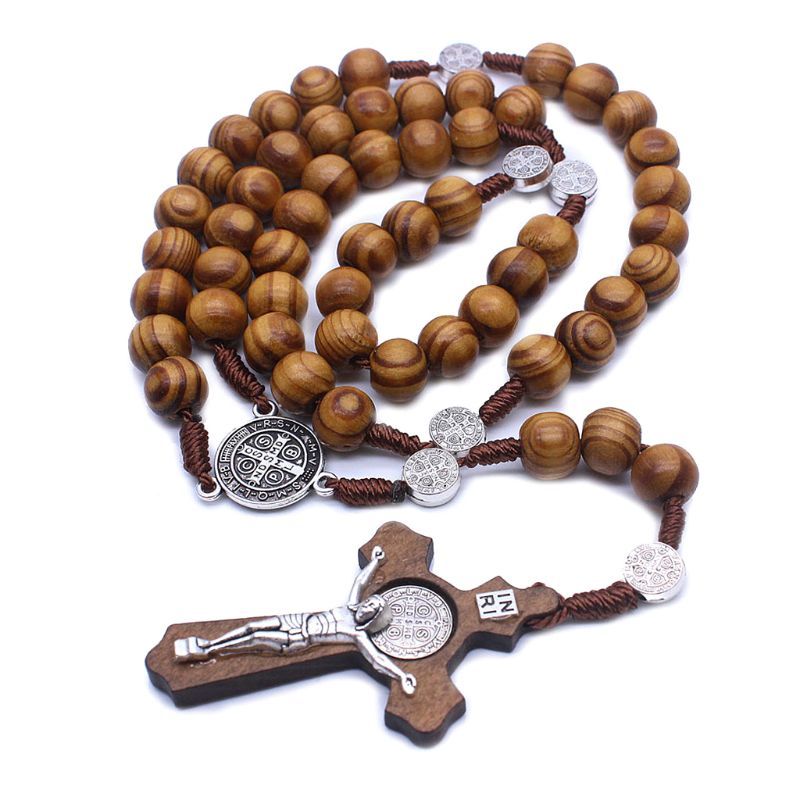 Fashion Handmade Around the Bead Catholic Rosary Cross Religious Wood Claws Men Chaining Charm Poison-image-692839355