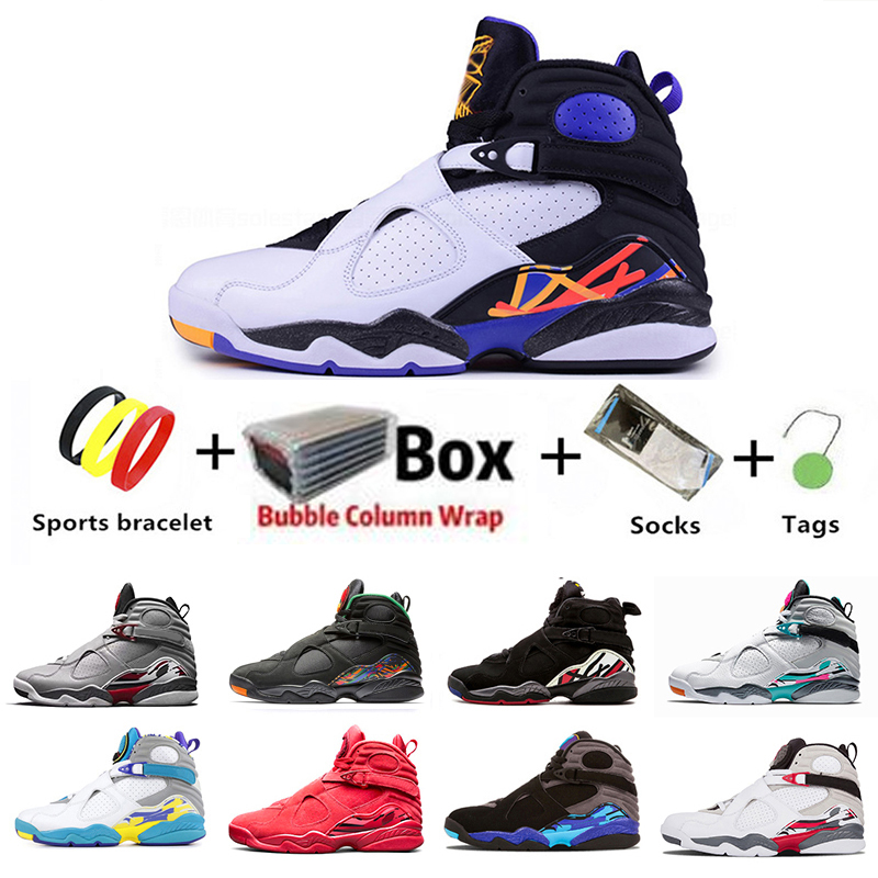 

2021 Snowflake Aqua 8 VIII South Beach 8s men Basketball Shoes Multi-Color Reflective Quai 54 Raid Three Peat Chrome Valentine's Daymens Sports Sneakers, Color#15