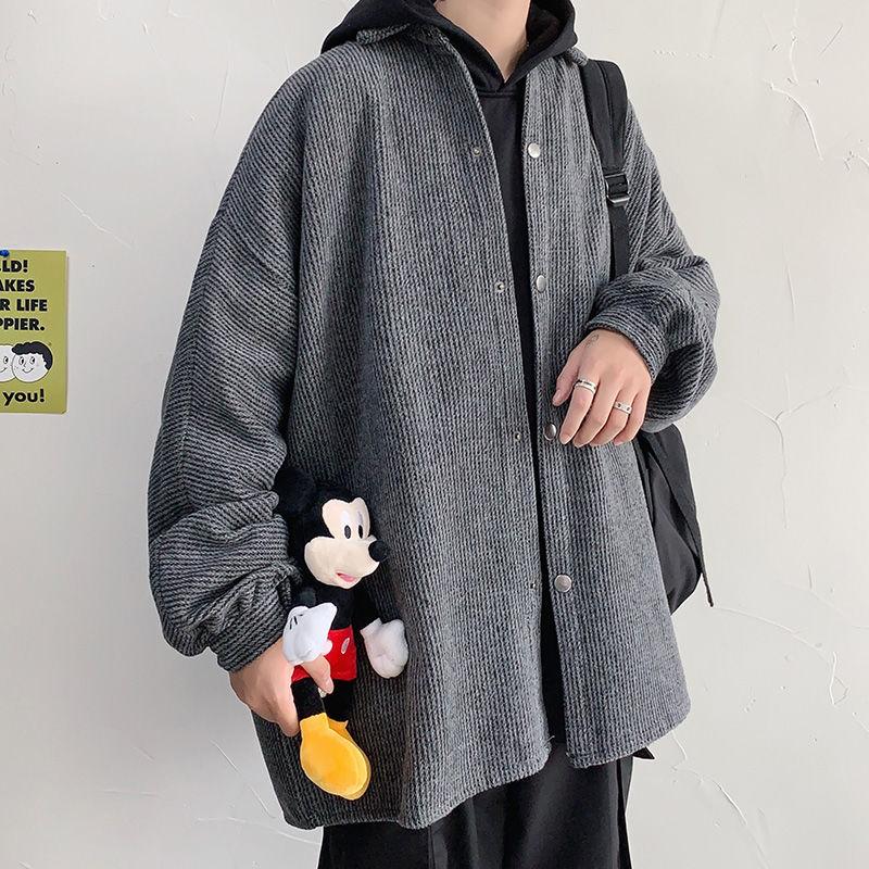 

Men' Jackets Autumn Corduroy Jacke Fashion Retro Casual Pleated Jacket Men Streetwear Wild Loose Korean Coat, Gr1