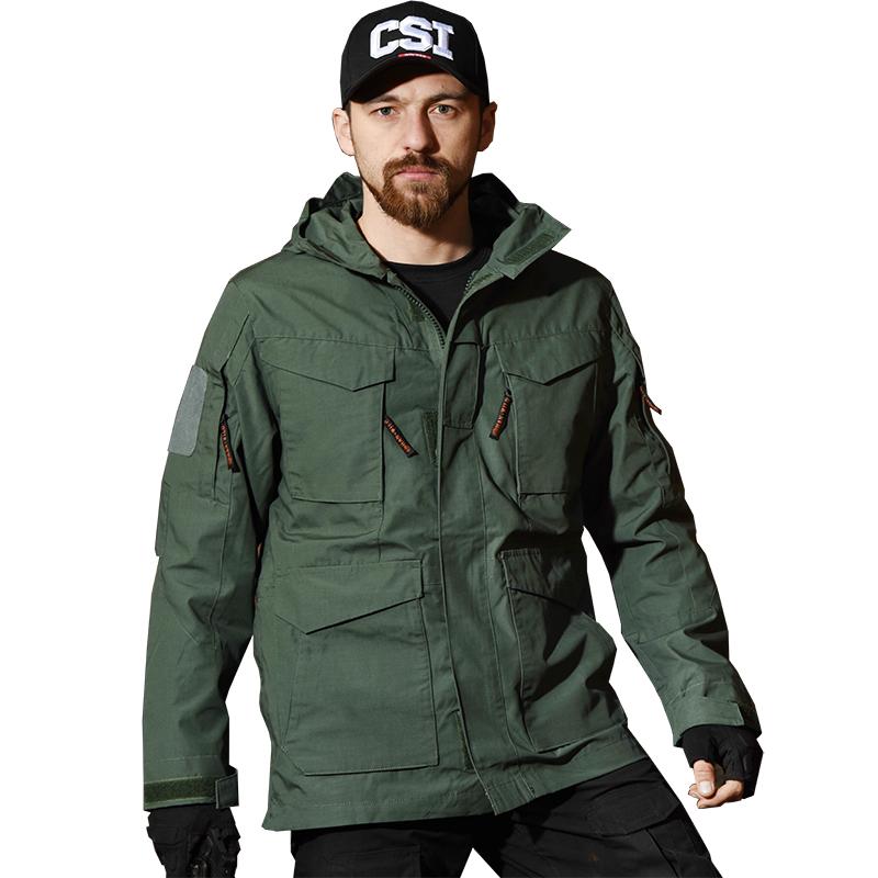 

Hunting Jackets HAN WILD Army Field Jacket Men's Military Cotton Hooded Coat Parka Green Tactical Uniform Windbreaker Camouflage Clothes, Camo;black