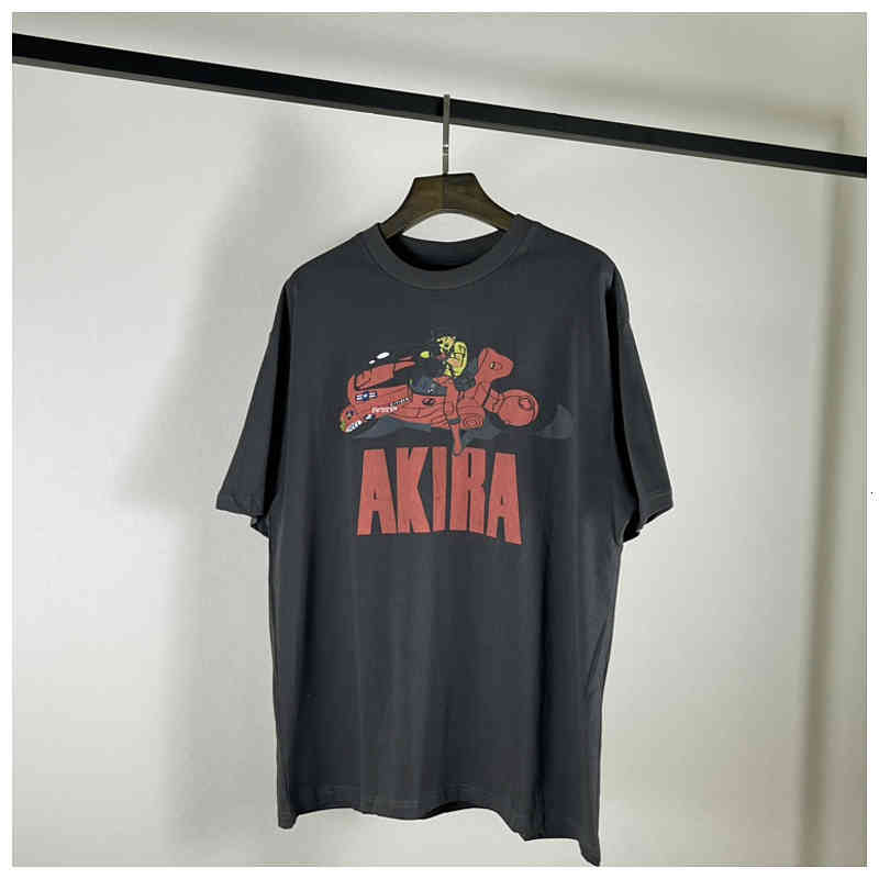 

Men's T-Shirts Camisa de manga curta preta lavada da motocicleta akira do estilo rua japonês harajuku 4L7Q, 1# shoe box