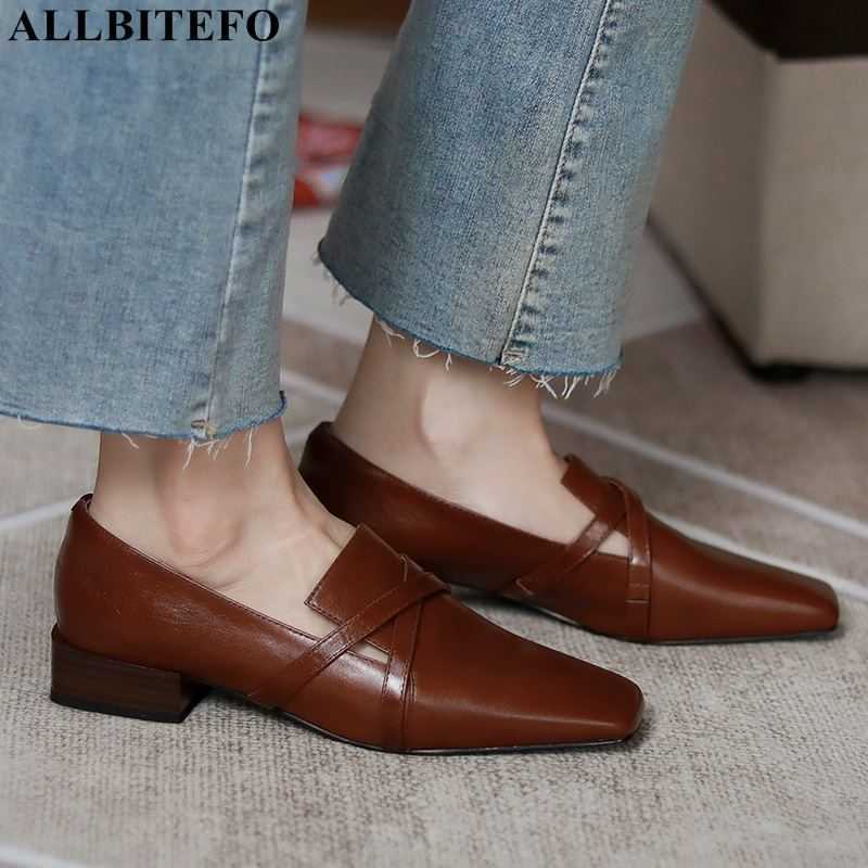 

ALLBITEFO fashion natural genuine leather women heels comfortable pigskin inside women's high heel shoes heel heels shoes 210611, As picture