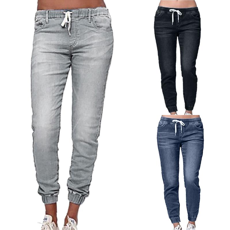 

Women's Jeans Casual Women Plus Size Drawstring Elastic Waist Loose Denim Long Pants 2022, Blue