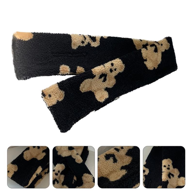 

Scarves 1pc Cartoon Plush Scarf Winter Warm Cross Tie Bear Pattern Neck Warmer
