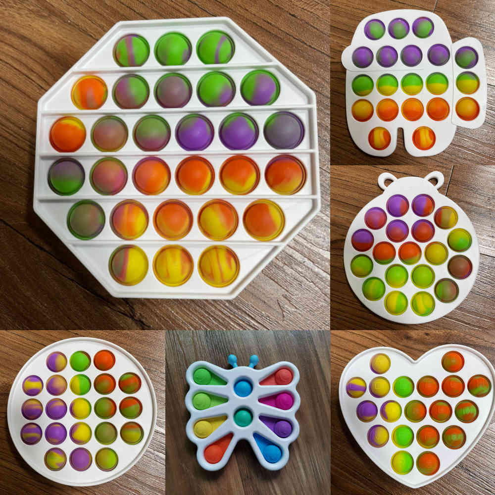 

240pcs/pack Butterfly Plastic Fidget Decompression Toy Push Bubble Squeeze Toys Anxiety Autism Special Stress Reliever Pioneer Game G4UF34B