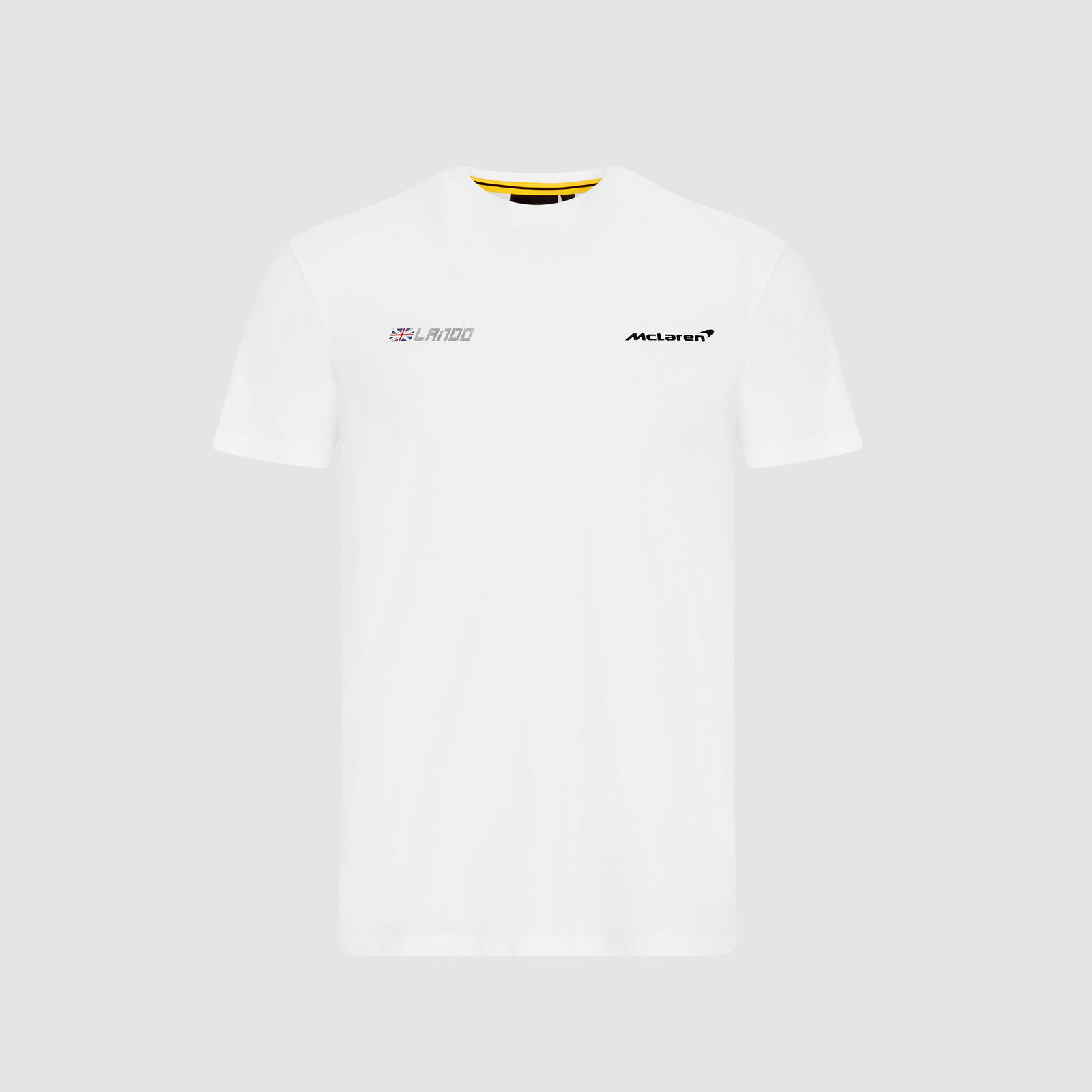 

the Mclaren F1 Norris 4 White Round Collar Short Sleeve T-shirt