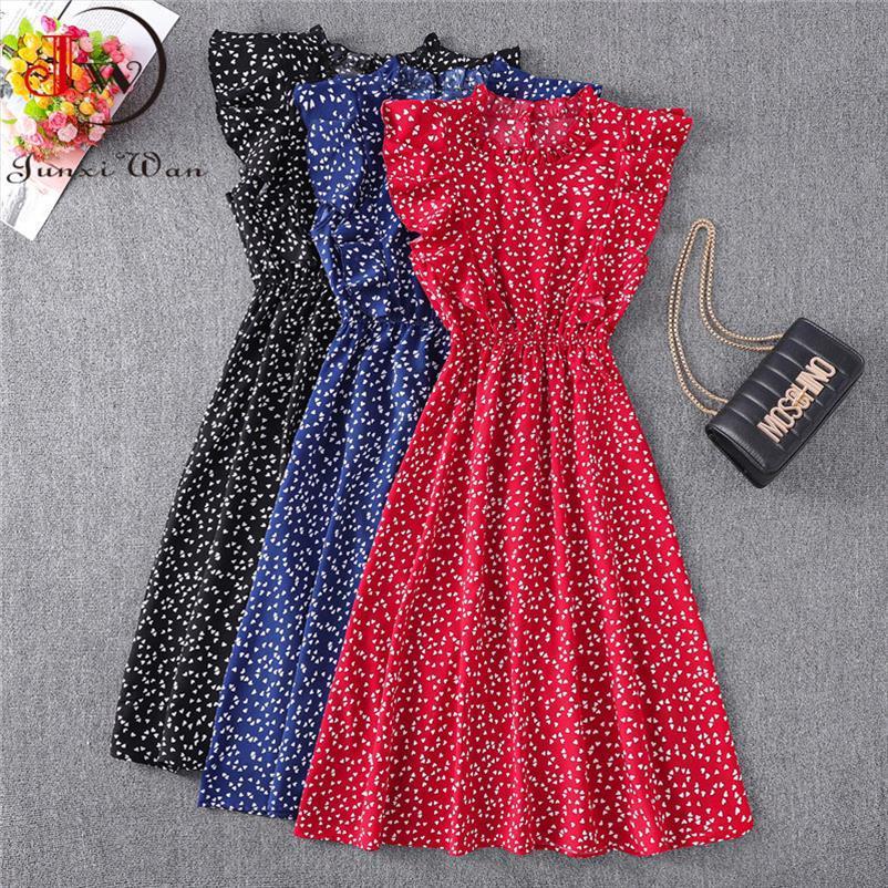 

summer polka dot chiffon women dress short sleeve party sweet slim a line casual elastic waist elegant midi dresses robe, Black;gray