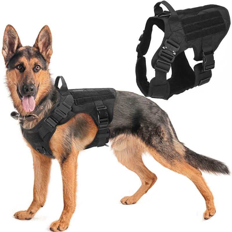 

Dog Collars & Leashes Military Tactical Harness Pet Training Vest Metal Buckle German Shepherd K9 And Leash For Small Large Dogs