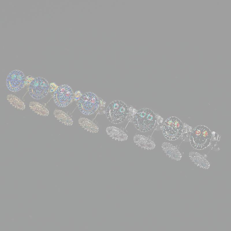 

Stud BLUESTAR Square Cubic Zirconia Face Smile Earring For Men Women Crystal MultiColor Hip Hop Jewelry VSCO Girls, Golden;silver