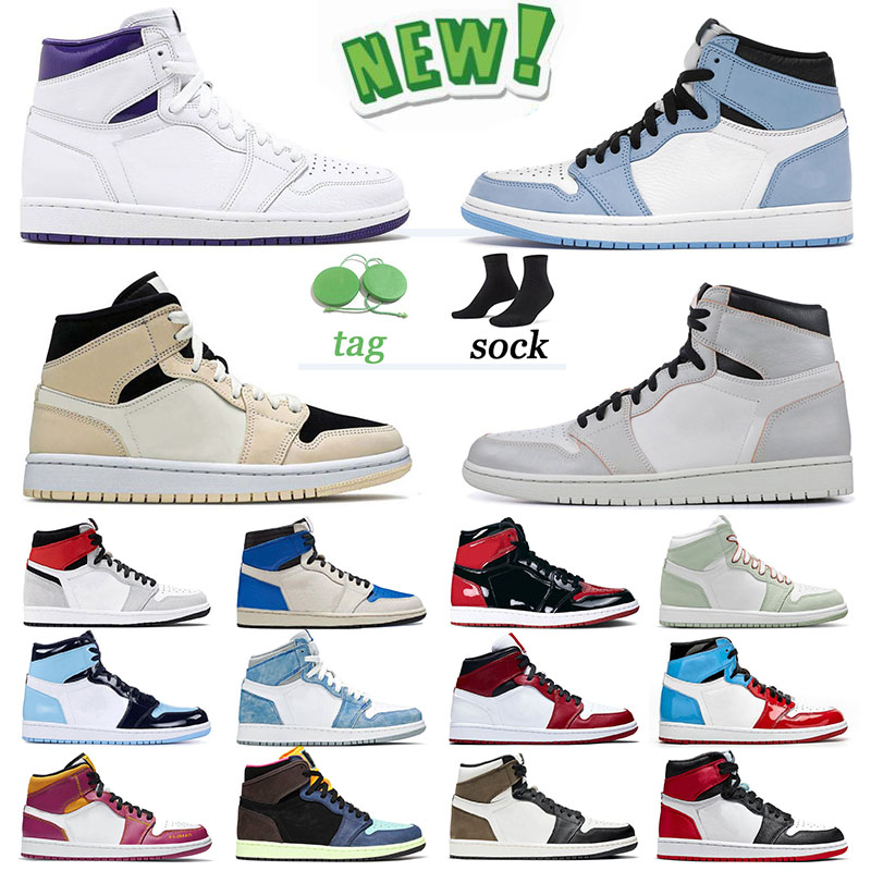 

Air Jorden 1 Jumpman 1s High OG Basketball Shoes Mid Nik Sports Sneakers Hyper Royal Jordan Bred Patent Obsidian Fearless University Blue Men Women Trainers, Mid black chile red white 36-46