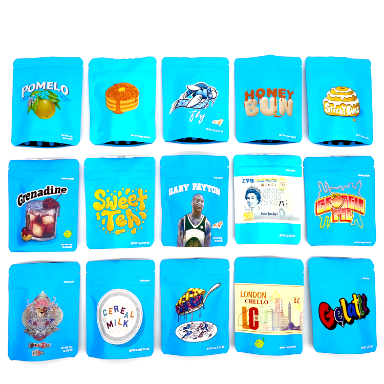 

3.5g Cookie Mylar Bags California SF Runtz Gelatti Gary Payton Lemonchello Blanco Lemonnade Yahemi Stand Up Pouch Smell Proof Touch Film Packaging Bag With Stickers