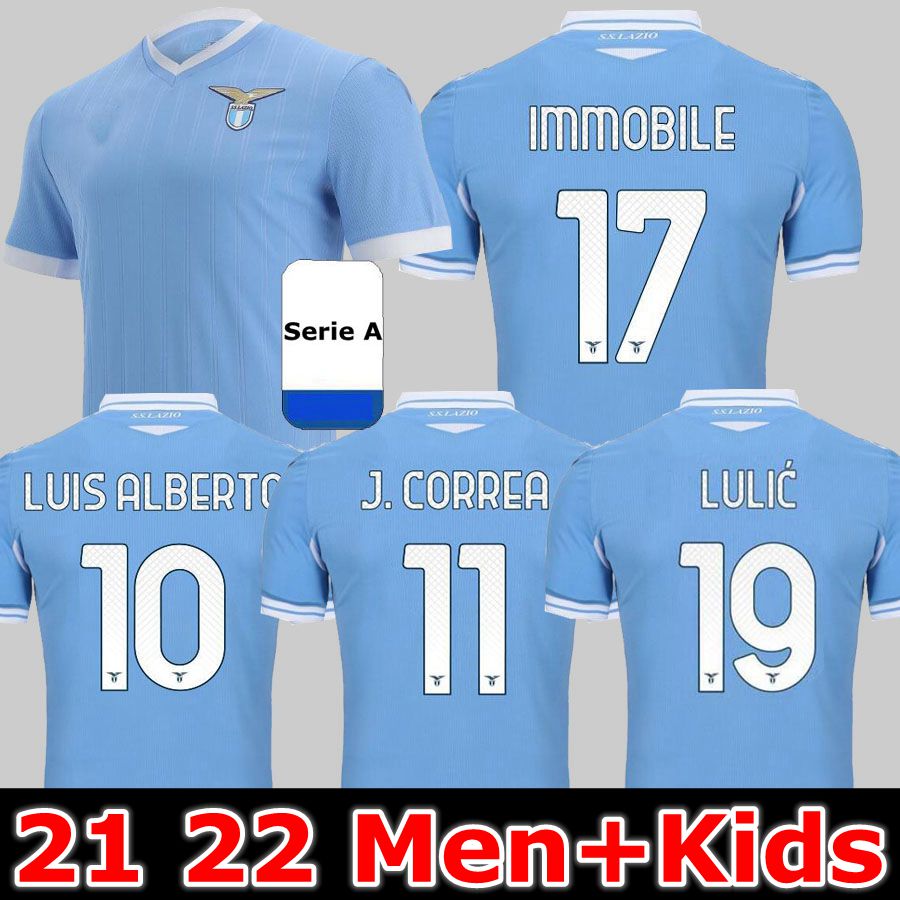 

21 22 Lazio Home Soccer Jerseys Immobile J.Correa Lazzari 2021 2022 De Ley Tercer Maglie Lulic Sergej Luis Alberto Adult Men + Kit Kits Shirts Player Version, 21 22 home jersey