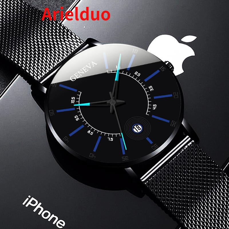 

Wristwatches Men Watches 2021 Luxury Fashion Mens Business Watch Ultra Thin Stainless Steel Mesh Belt Quartz Wrist Reloj Hombre, M orange rose gold