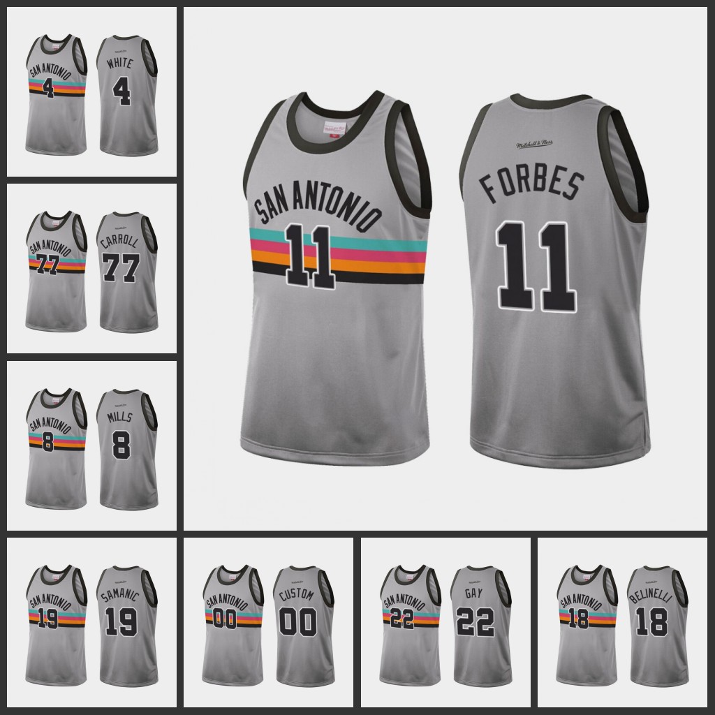 

San Antonio''Spurs''Men Jersey Derrick White Patty Mills Bryn Forbes Luka Samanic DeMarre Carroll Custom Team Heritage Mitchell & Ness