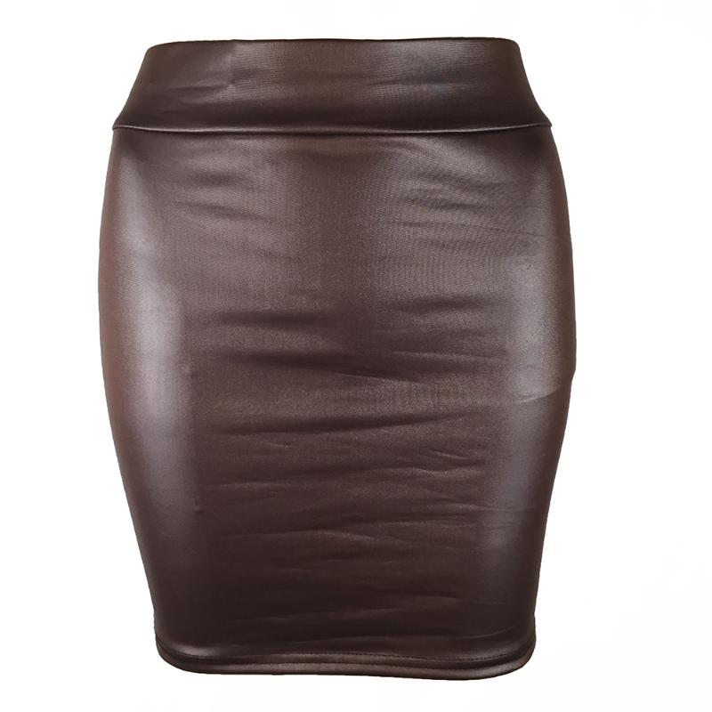 

Skirts Sexy Women Mini Skirt Solid Faux PU Leather Pencil High Waist Bodycon 2021 Fashion Ladies Short Streetwear -3XL, Black