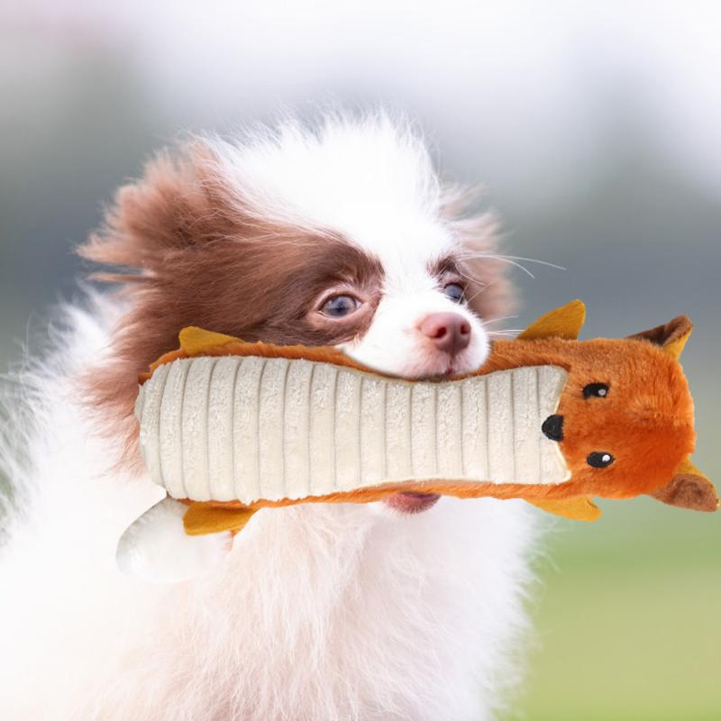 

Pet Dog Chew Simulation Animal Plush Toy Durability Bite Molar Fleece Interactive Squeaky Soft Squirrel Shape Doll Sound Cat Toys