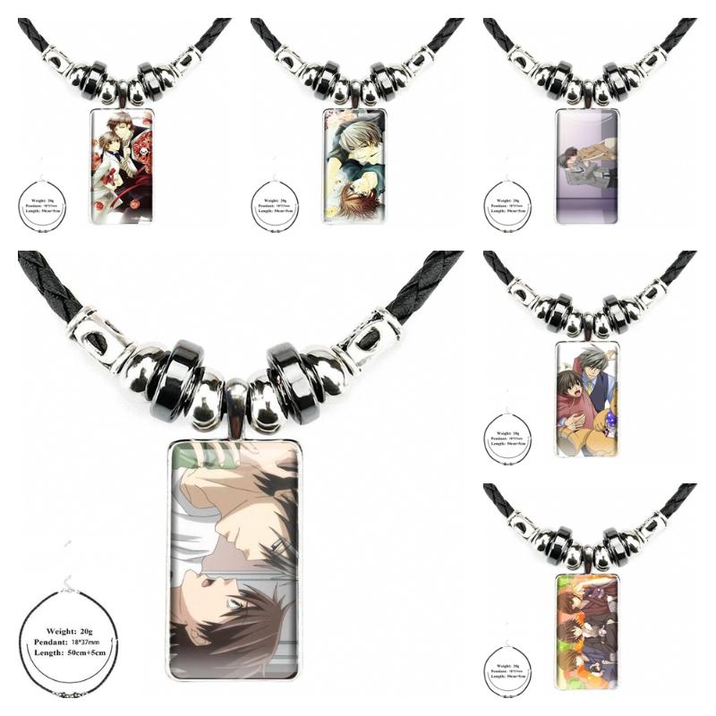 

Pendant Necklaces Junjou Romantica Tv Series Crazy For Unisex Gift Fashion Glass Cabochon Black Hematite Necklace With Women Statement, Silver