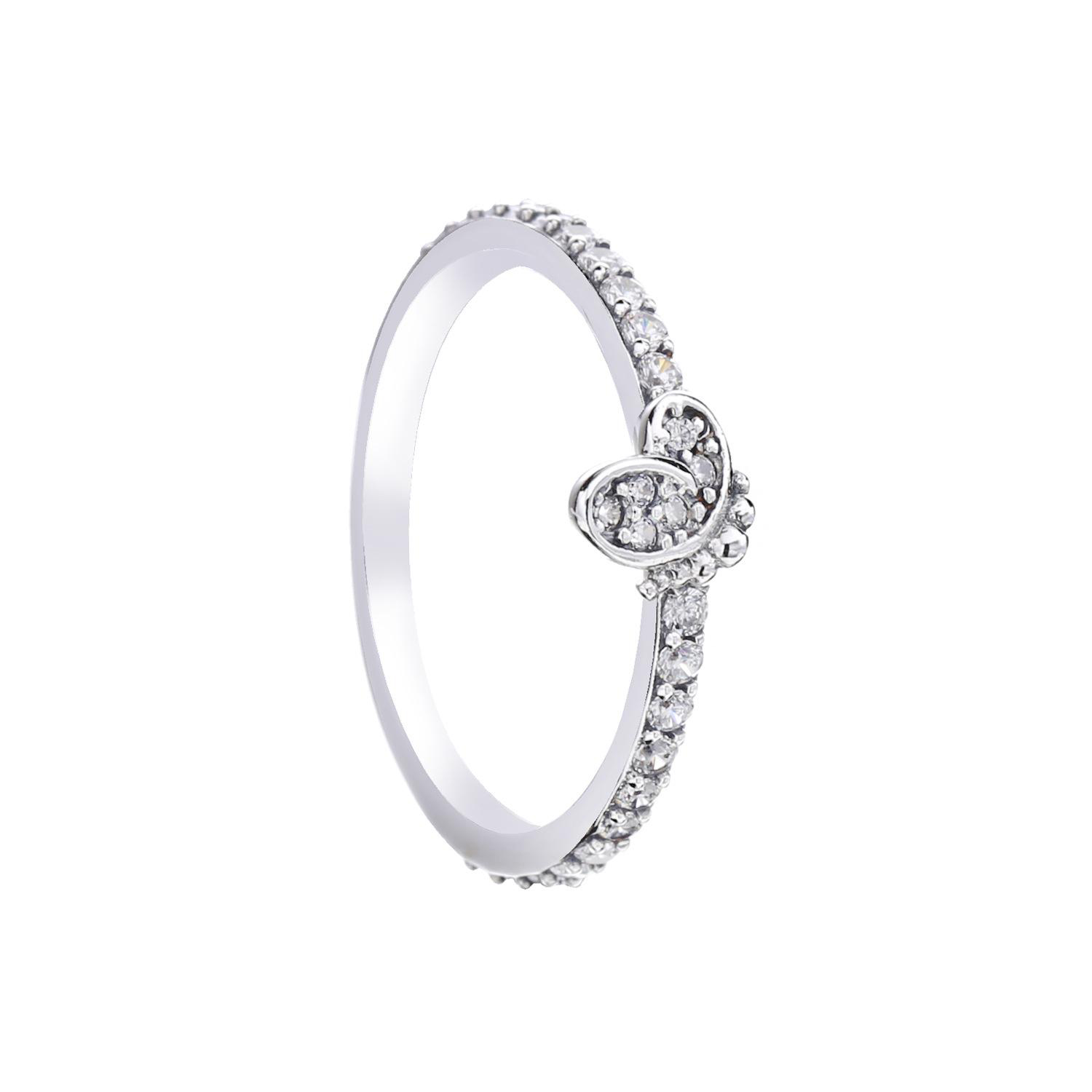 

Factory wholesale New 925 Sterling Silver Bedazzling Butterfly Ring with Clear Cz Fit Jewelry Engagement Wedding Lovers Fashion Ring