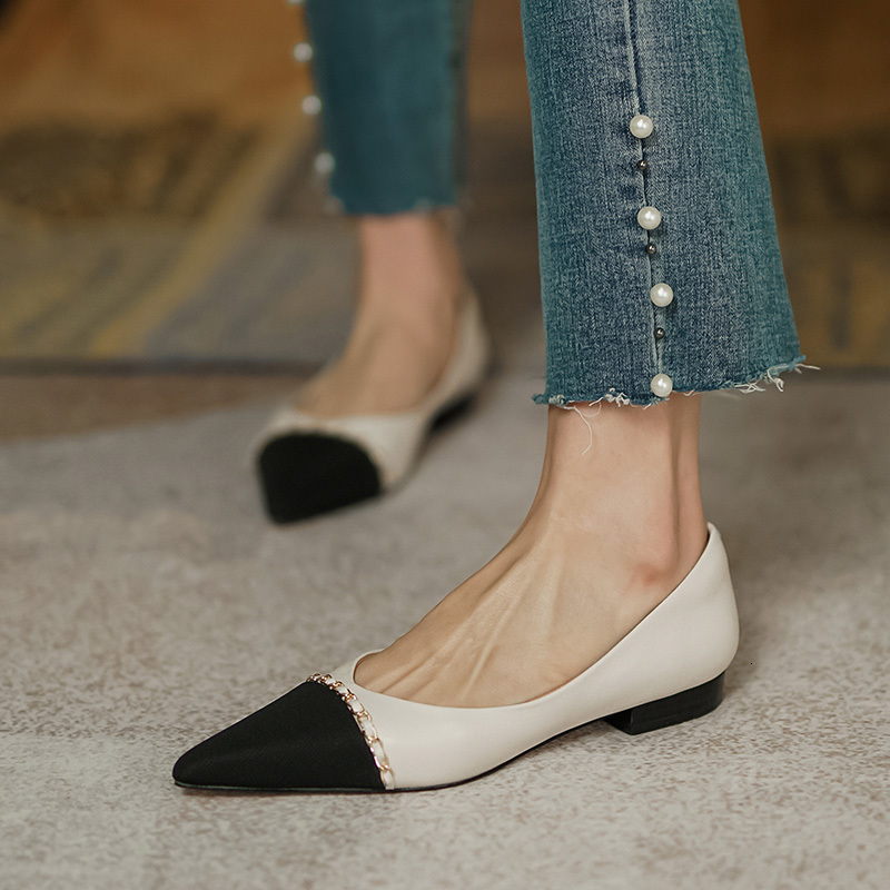 

Sandals Female genuine leather shoes spring and autumn shallow metal pumps fashion bills Whoppers size 34-40 handcrafted VIIU, 1# shoe box