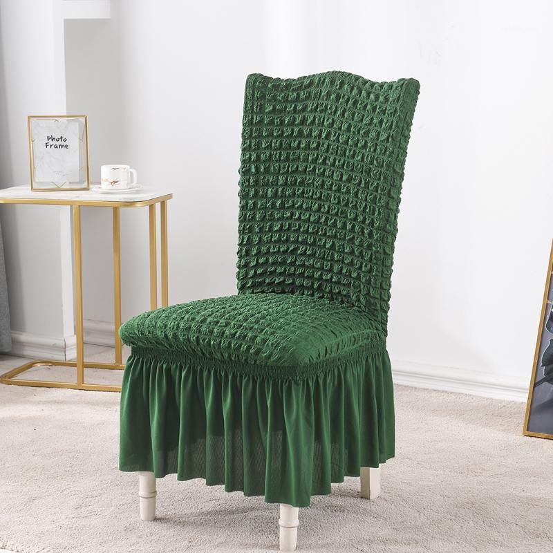 

High-End Chair Cover Seersucker Fabric Spandex Elastic,Home El Wedding Banquet Seat Cover,14 Colors,1 Piece Covers