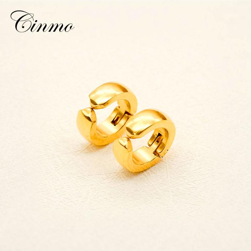 

Hoop & Huggie Cinmo Stainless Steel Arc Earrings For Men Women Korean Statement Round Fake Non Piercing Wholesale Ear Jewelry
