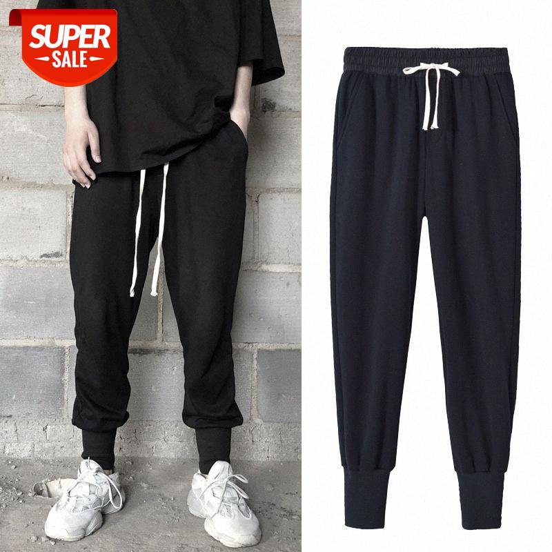 

men's sports pants dark RO wind loose cotton terry cloth and women's footwear casual #7g2j, Black