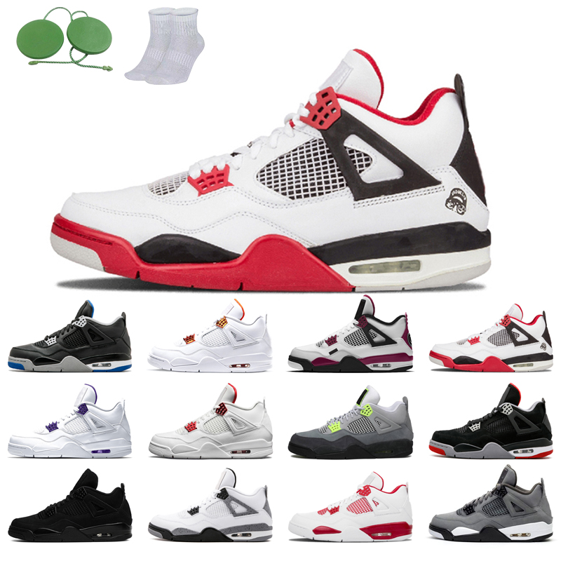

4s man basketball shoes cool fashion color Black Cat court purple University Red Neon bred Alternate orange metallic dark White Cement Grey Fire oreo Pine, Pine green
