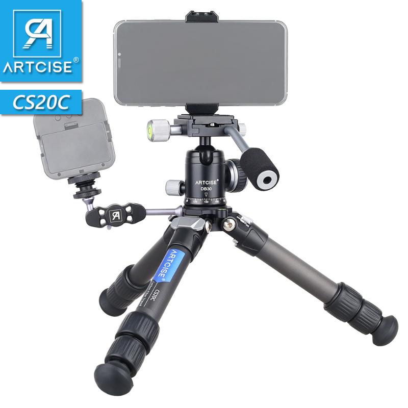 

Mini Carbon Fiber Tripod Compact Lightweight Portable Tabletop Tripods With Handle Ball Head Max Load 10kg For DSLR Camera Phone