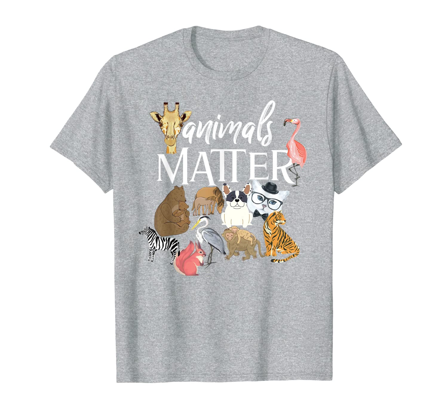 Animals Matter tiger monkey dog cat flamingo T-Shirt-image-702002709