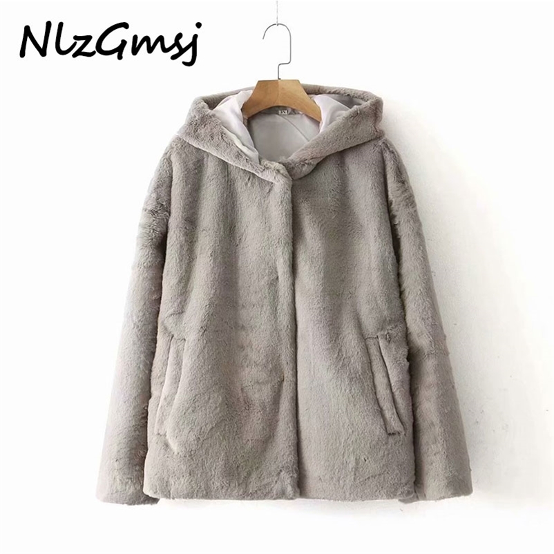 

Jacket Women Winter Fashion Thickening Hooded Loose Covered Button Turn-down Collar Solid Color Coat 210628, As picture