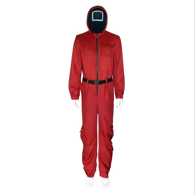 

Squid popular cos squid game Cosplay clothes Red Jumpsuit, Black;red
