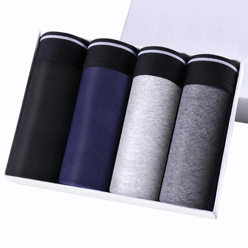 

Underpants 4pcs Boxer Shorts Man Men's Panties Men Underwear Cotton For Male Couple Sexy Set Calecon Large Size Lot Soft, Q-gray