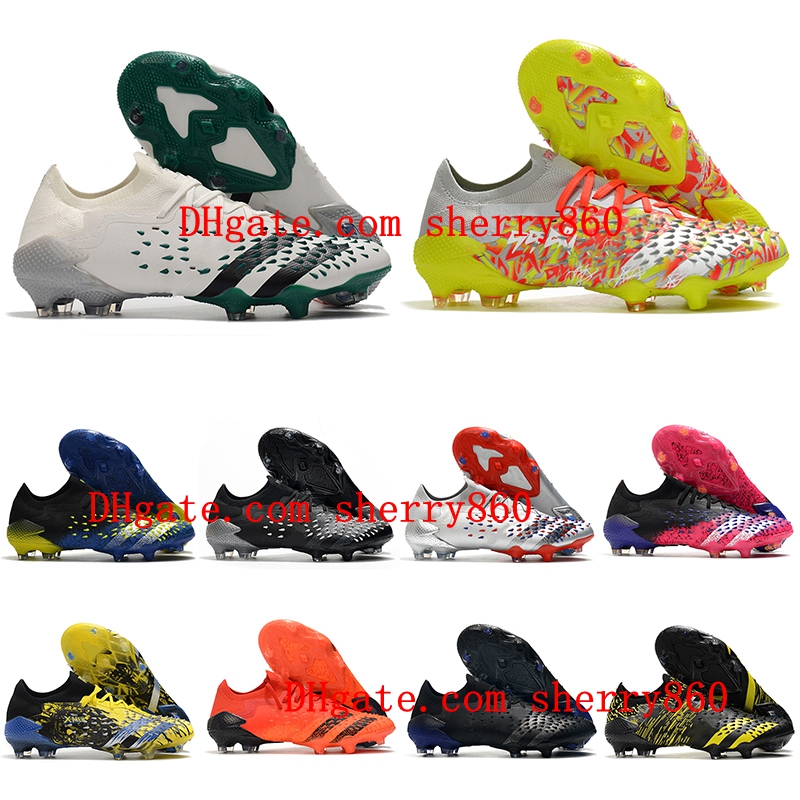 

2021 PREDATOR FREAK .1 LOW FG Soccer Shoes mens Cleats Football Boots scarpe da calcio blue green pink, As picture 10