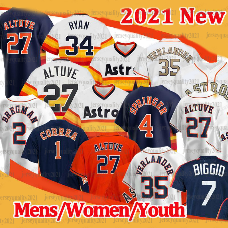 

2021 Houston Men Women kids Astros George Springer 27 Jose Altuve Jersey Michael Brantley Yuli Gurriel Alex Bregman Baseball jerseys