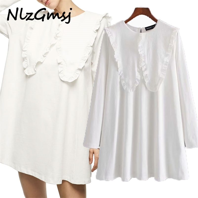 

Dres Fashion White Loose Shirt Long Sleeve Lapel Female es Vestidos Mujer 210628, As picture