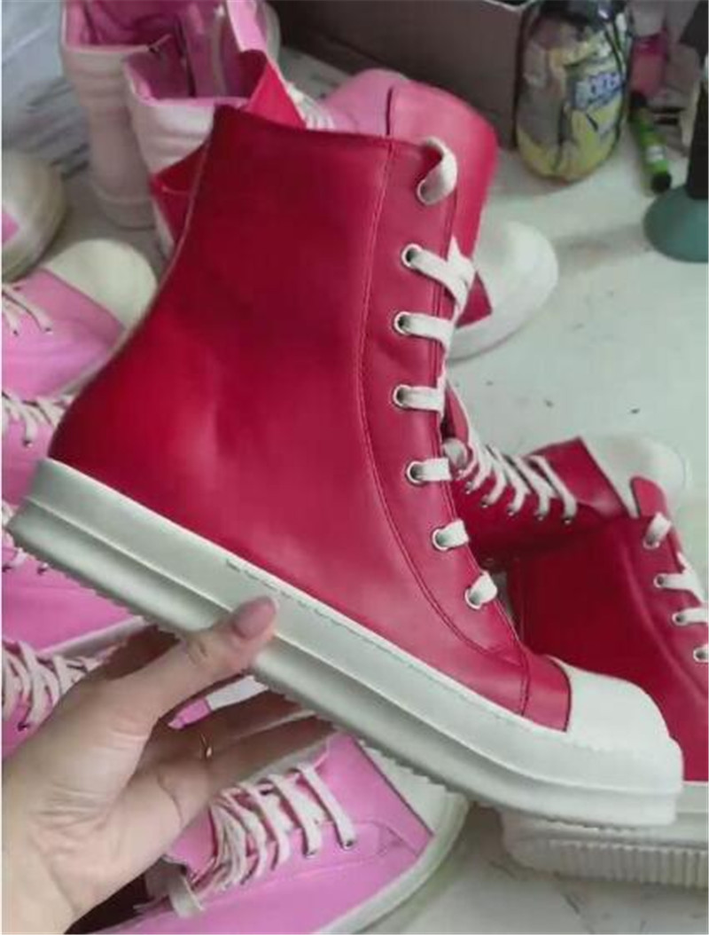

21SS exclusive Handmade RED Leather TPU Sole Boots rock hip hop high street classical trainer Shoes, Pink