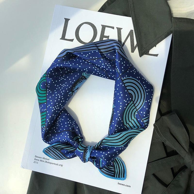

Scarves 2021 Women Scarf Brand 100% Real Silk For Ladies Foulard Shawls And Wraps Soft Bandana Hijab Poncho, Blue;gray