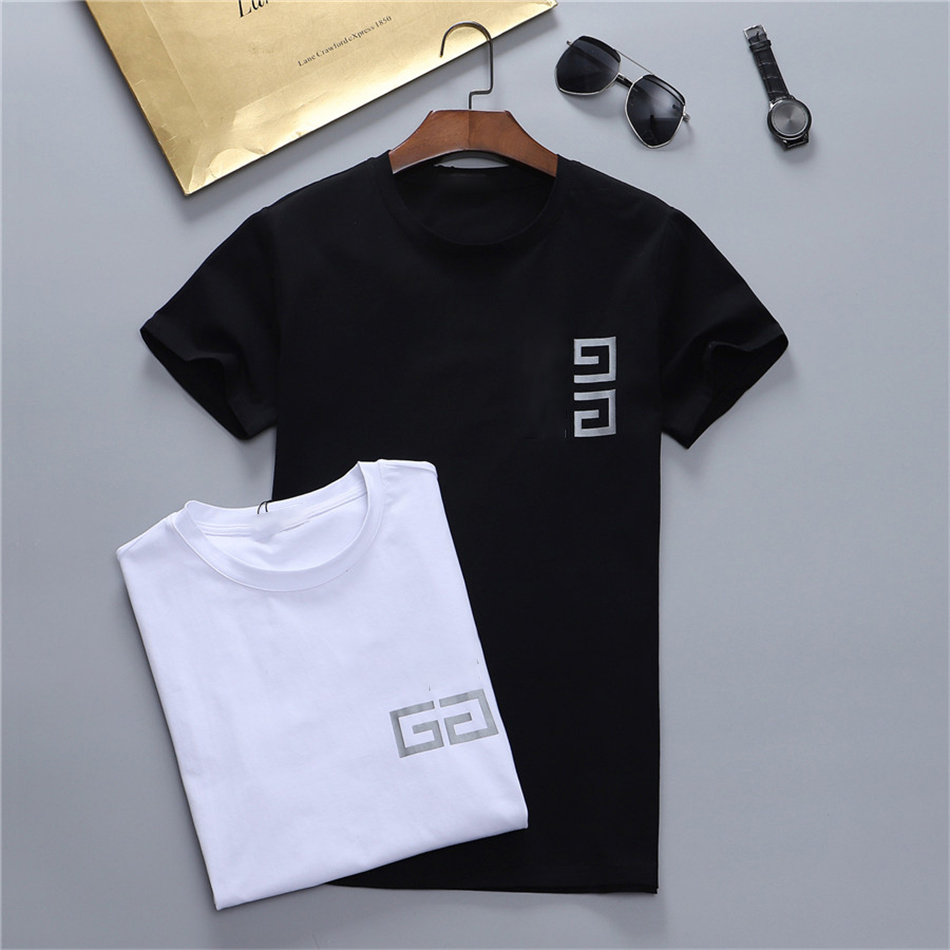 

Summer Men T-Shirts Cotton Shirts Solid Color Short Sleeve Tops Slim Breathable Men's streetwear Male Tees size XXXL clothes P69, White;black