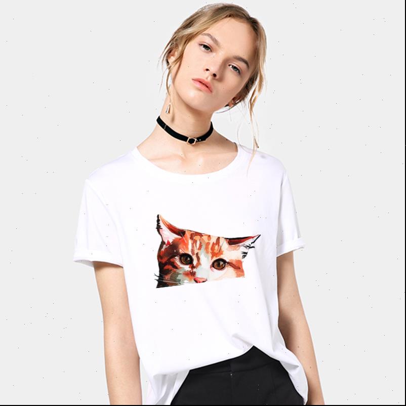 

summer serious cat print womens t shirts harajuku fashion o neck short sleeve white female clothing