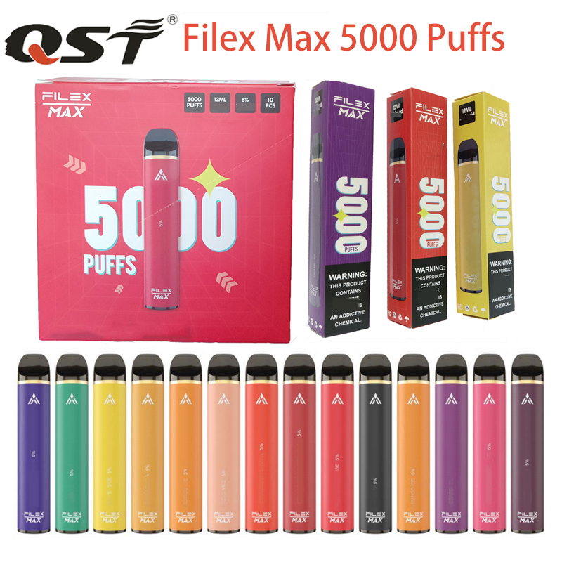 

Disposable Vape 5000 Puff Filex Max Bars Rechargeable Electronic Cigarette 12ml Capacity Prefilled Pods Device 1100mah Chargeable Battery Kit 13 Colors