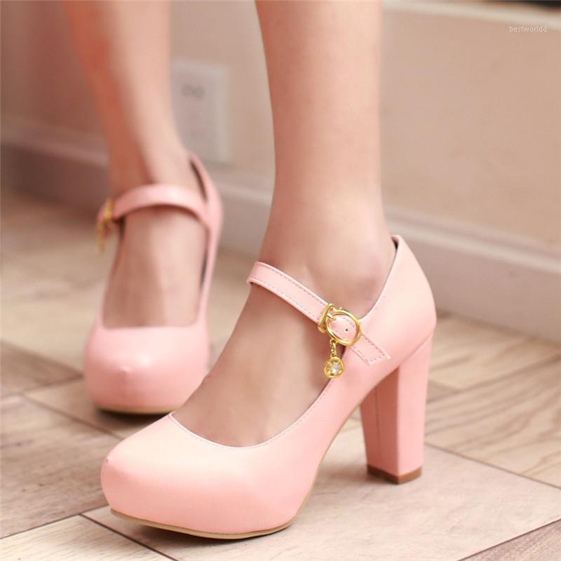 

Dress Shoes Mary Jane High Heels Platform Pumps Block Heel Women Round Toe Spring Office Wedding Bridal Pink Green, Beige