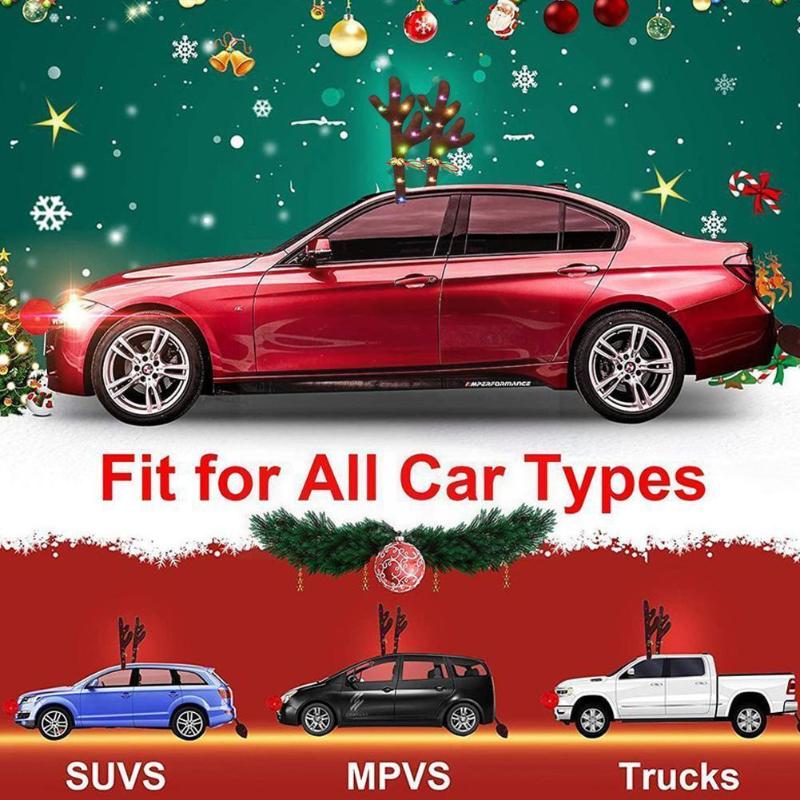 

Interior Decorations Car Christmas Decor LED Luminous Antlers Reindeer Antler Rudolph Red Nose Cute Vehicle Horn Costume Year Decoration For