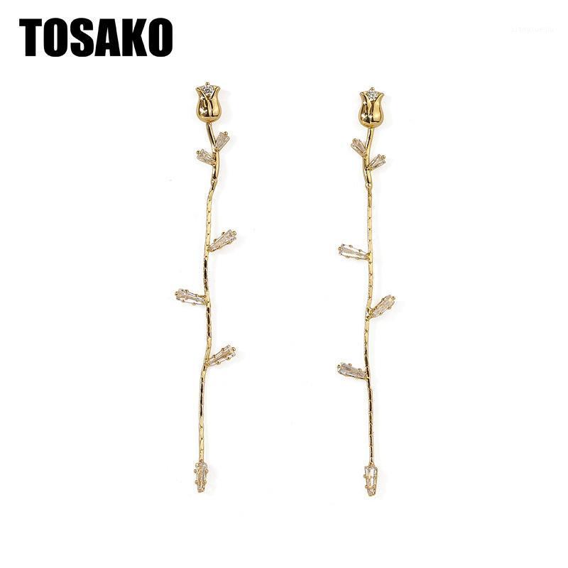 

Drop Earrings Simplicity Rose Female Personality Minority Design Gold Flower Stud Dangle & Chandelier, Silver