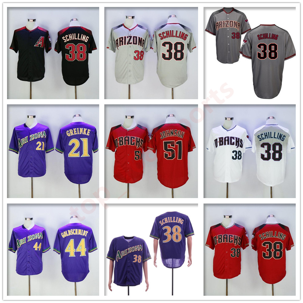 

Vintage Cool Base 38 Curt Schilling Jersey Retire Baseball 44 Paul Goldschmidt 51 Randy Johnson 21 Zack Greinke Men Stitched jerseys, As pic