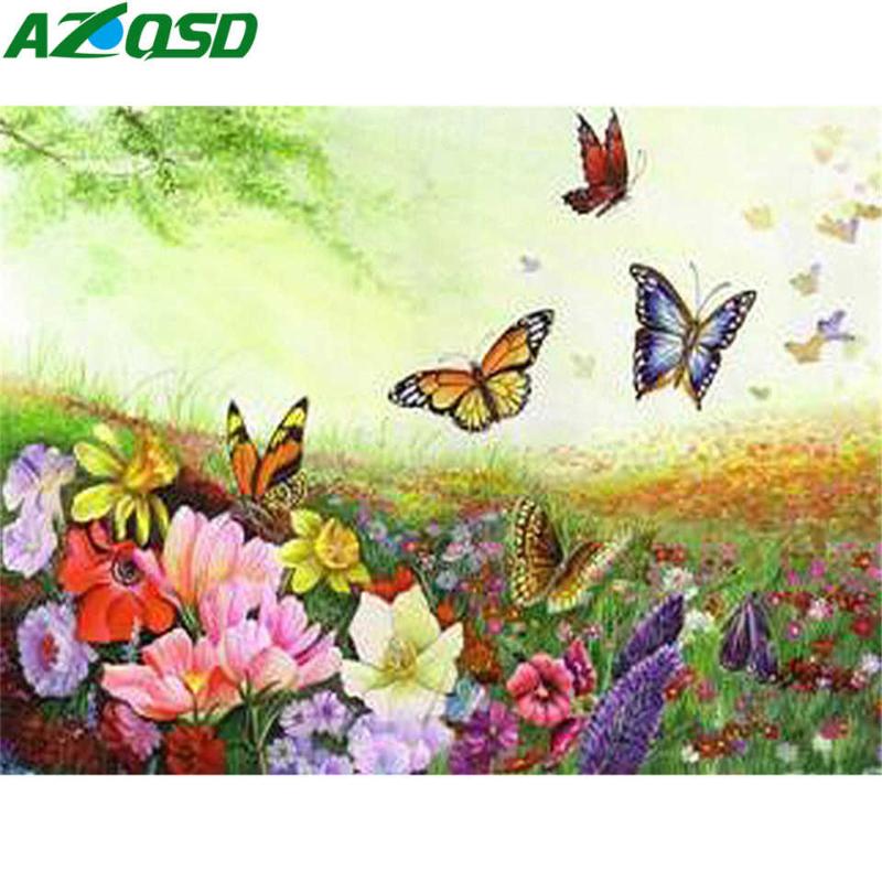 

Paintings AZQSD Picture Oil Painting By Numbers Butterfly Paint Animal Hand Kit Canvas Home Decor Gift Wall Art