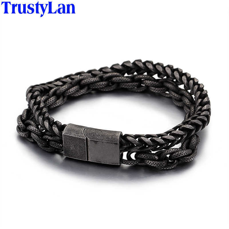 

10 Inches Heavy Chain Link Stainless Steel Men's Bracelet For Men Mens Bracelets & Bangles Biker Jewelry Bracelet Male Punk 210609