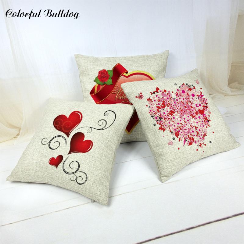 

Cushion/Decorative Pillow Valentine's Day Cushion Cover Heart-shaped Balloon Chocolate Ribbons Petal Design Lovers Gift Bedroom Garden Decor, 14