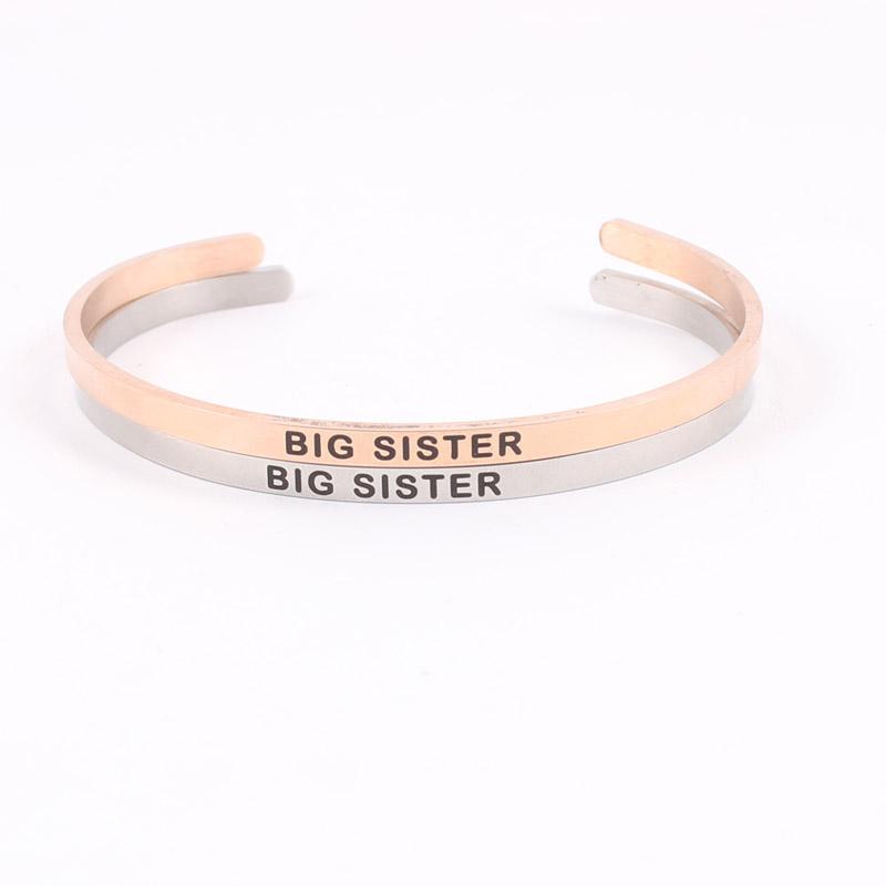 

Bangle BIG SISTER C-shaped Bracelet Laser Engraved 4mm Stainless Steel Inspirational Gift For Family