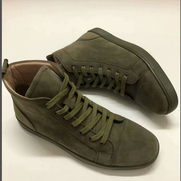 

Valentin 3A mens women high top green suede red bottom casual shoes,fashion gentleman designer lace-up sneakers size 36-46 nhg001
